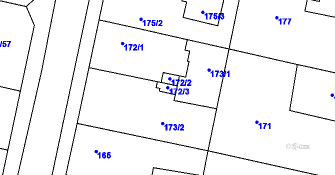 Parcela st. 172/3 v KÚ Velké Hoštice, Katastrální mapa