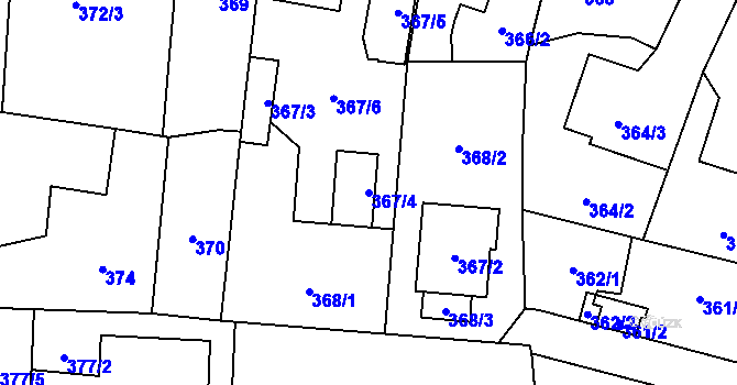 Parcela st. 367/4 v KÚ Velké Hoštice, Katastrální mapa