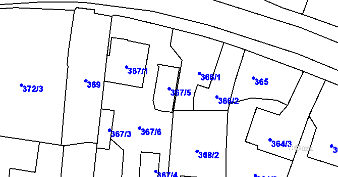 Parcela st. 367/5 v KÚ Velké Hoštice, Katastrální mapa