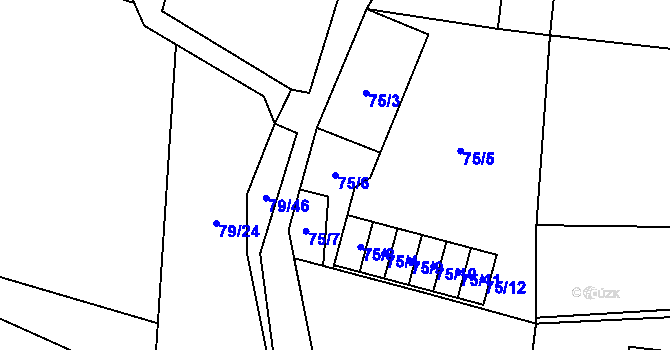 Parcela st. 75/6 v KÚ Velké Hoštice, Katastrální mapa