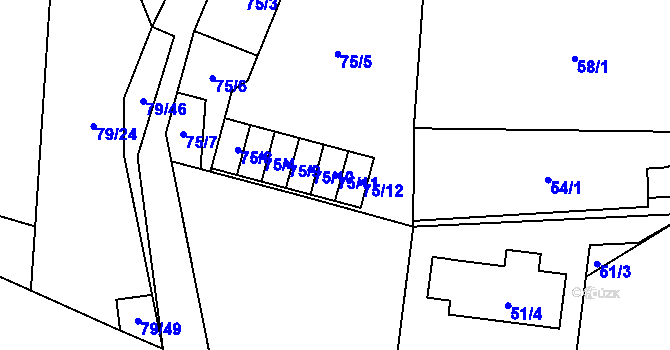 Parcela st. 75/11 v KÚ Velké Hoštice, Katastrální mapa