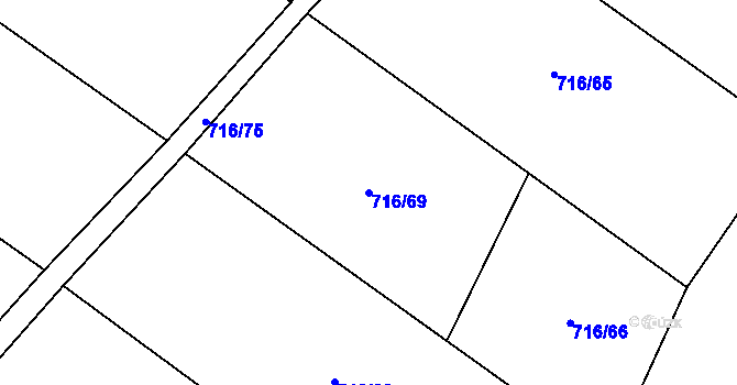 Parcela st. 716/69 v KÚ Velké Hydčice, Katastrální mapa
