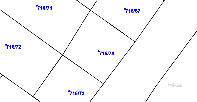 Parcela st. 716/74 v KÚ Velké Hydčice, Katastrální mapa