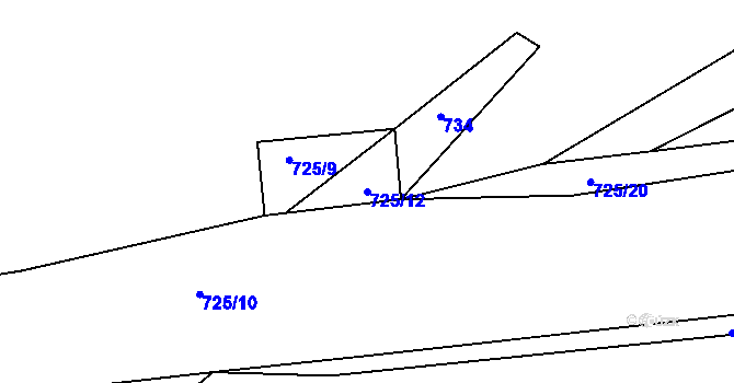 Parcela st. 725/12 v KÚ Velké Hydčice, Katastrální mapa
