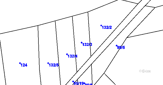 Parcela st. 132/3 v KÚ Velké Hydčice, Katastrální mapa