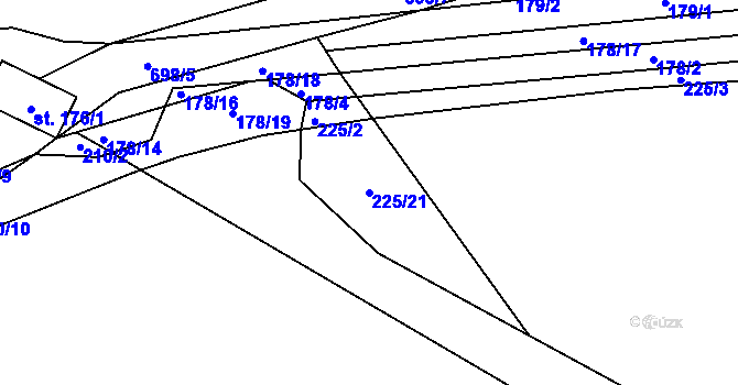 Parcela st. 225/21 v KÚ Velké Hydčice, Katastrální mapa