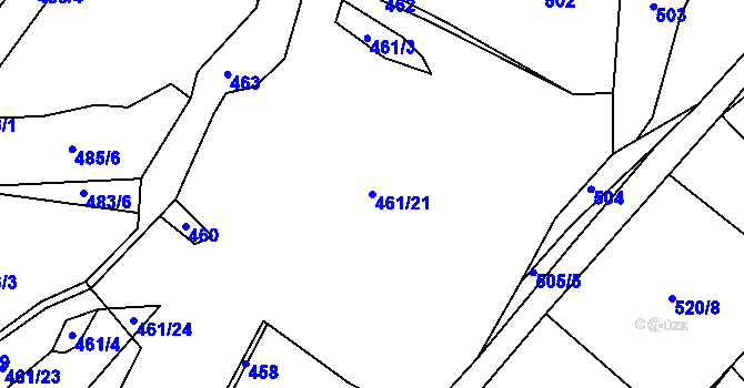 Parcela st. 461/21 v KÚ Velké Hydčice, Katastrální mapa