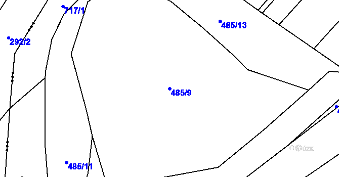 Parcela st. 485/9 v KÚ Velké Hydčice, Katastrální mapa