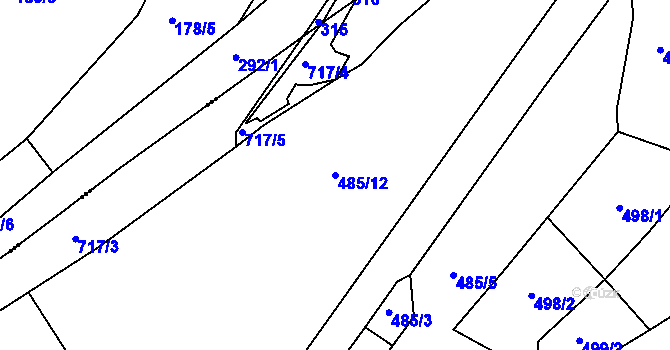 Parcela st. 485/12 v KÚ Velké Hydčice, Katastrální mapa