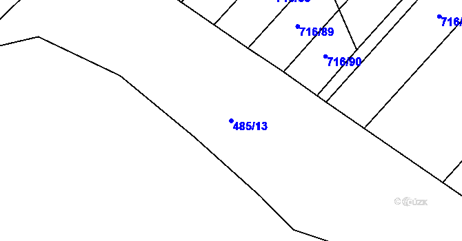 Parcela st. 485/13 v KÚ Velké Hydčice, Katastrální mapa