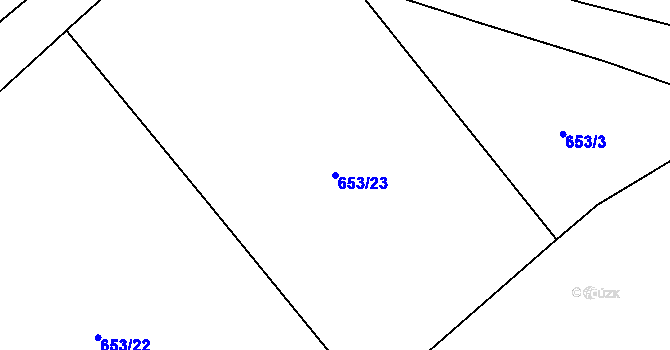 Parcela st. 653/23 v KÚ Velké Hydčice, Katastrální mapa