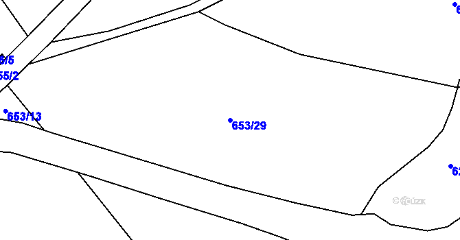 Parcela st. 653/29 v KÚ Velké Hydčice, Katastrální mapa