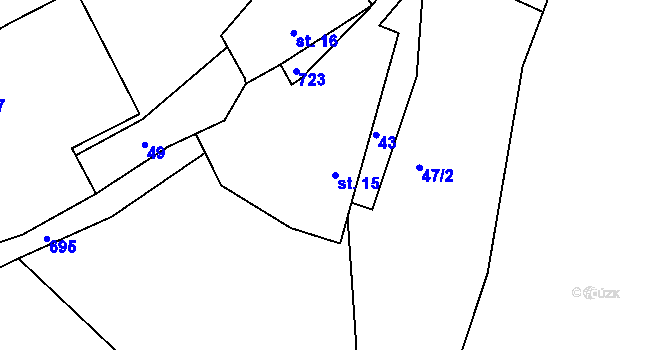 Parcela st. 15 v KÚ Velké Hydčice, Katastrální mapa