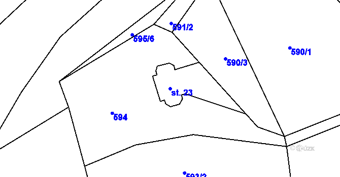 Parcela st. 23 v KÚ Velké Hydčice, Katastrální mapa