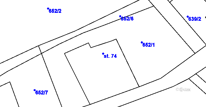 Parcela st. 74 v KÚ Velké Hydčice, Katastrální mapa