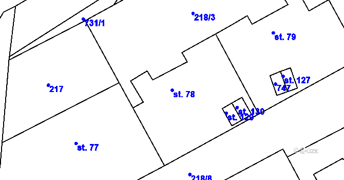 Parcela st. 78 v KÚ Velké Hydčice, Katastrální mapa