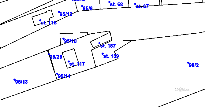 Parcela st. 139 v KÚ Velké Hydčice, Katastrální mapa