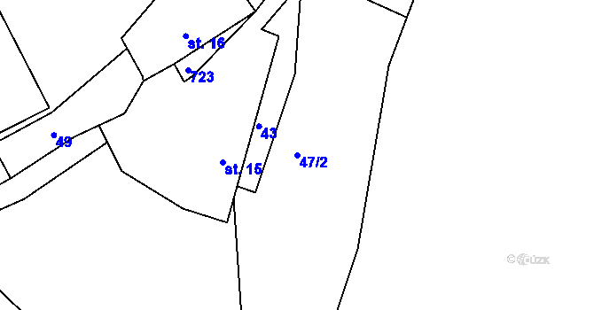 Parcela st. 47/2 v KÚ Velké Hydčice, Katastrální mapa