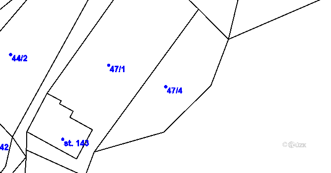 Parcela st. 47/4 v KÚ Velké Hydčice, Katastrální mapa