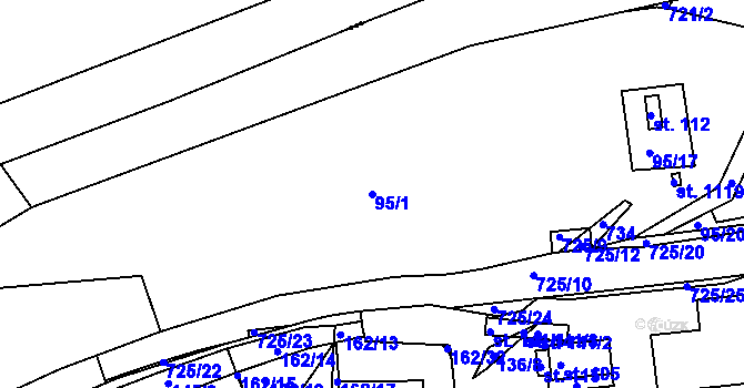Parcela st. 95/1 v KÚ Velké Hydčice, Katastrální mapa