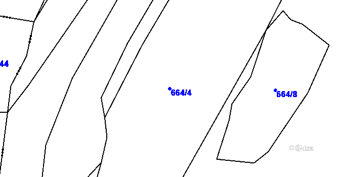 Parcela st. 664/4 v KÚ Velké Hydčice, Katastrální mapa