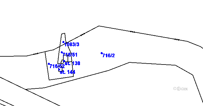 Parcela st. 716/2 v KÚ Velké Hydčice, Katastrální mapa