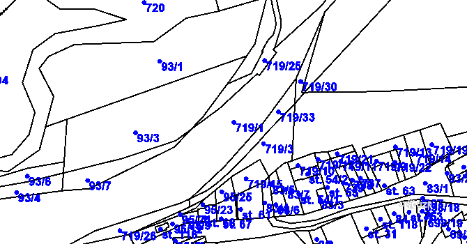 Parcela st. 719/1 v KÚ Velké Hydčice, Katastrální mapa