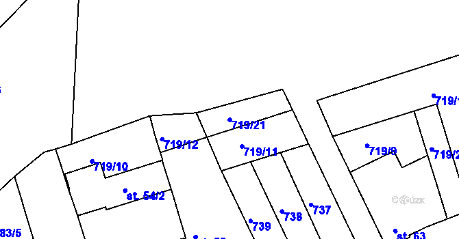 Parcela st. 719/21 v KÚ Velké Hydčice, Katastrální mapa