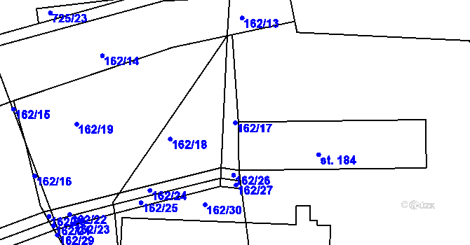 Parcela st. 162/17 v KÚ Velké Hydčice, Katastrální mapa