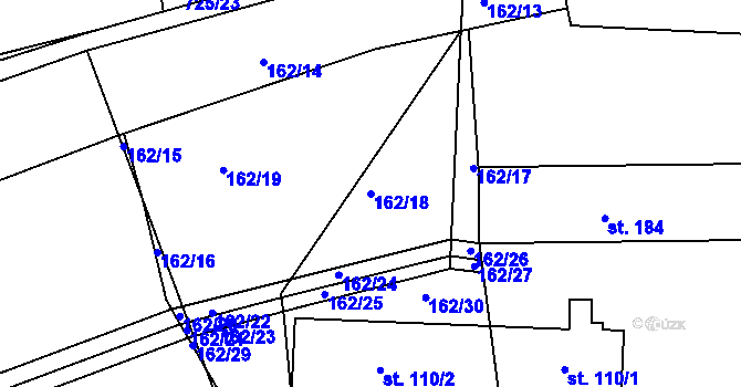 Parcela st. 162/18 v KÚ Velké Hydčice, Katastrální mapa