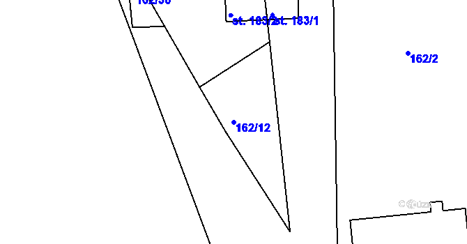 Parcela st. 162/12 v KÚ Velké Hydčice, Katastrální mapa