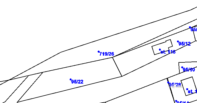 Parcela st. 719/26 v KÚ Velké Hydčice, Katastrální mapa
