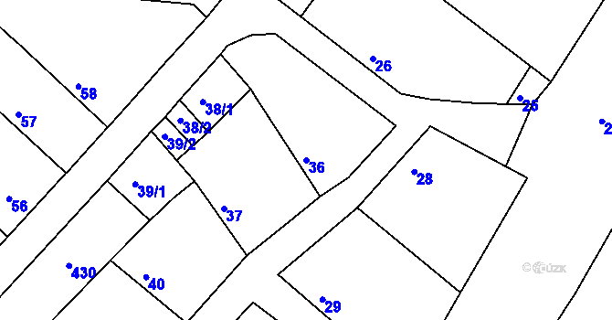 Parcela st. 36 v KÚ Velké Chvalovice, Katastrální mapa