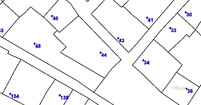 Parcela st. 44 v KÚ Velké Chvalovice, Katastrální mapa
