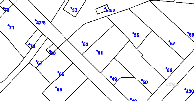 Parcela st. 51 v KÚ Velké Chvalovice, Katastrální mapa