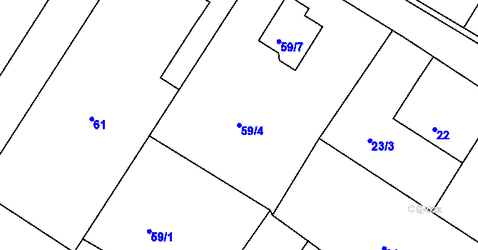 Parcela st. 59/4 v KÚ Velké Chvalovice, Katastrální mapa