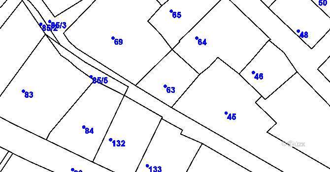 Parcela st. 63 v KÚ Velké Chvalovice, Katastrální mapa