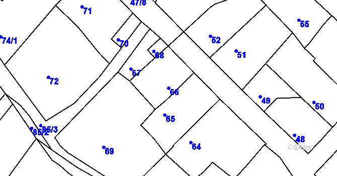 Parcela st. 66 v KÚ Velké Chvalovice, Katastrální mapa
