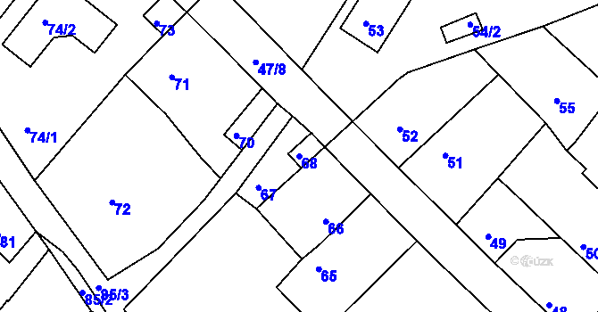 Parcela st. 68 v KÚ Velké Chvalovice, Katastrální mapa