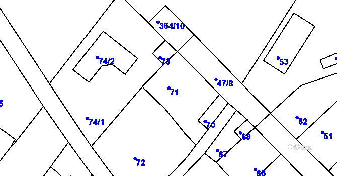 Parcela st. 71 v KÚ Velké Chvalovice, Katastrální mapa
