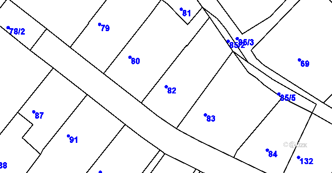 Parcela st. 82 v KÚ Velké Chvalovice, Katastrální mapa