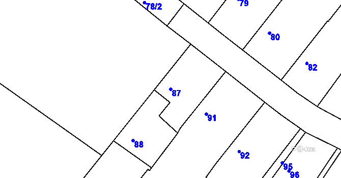 Parcela st. 87 v KÚ Velké Chvalovice, Katastrální mapa