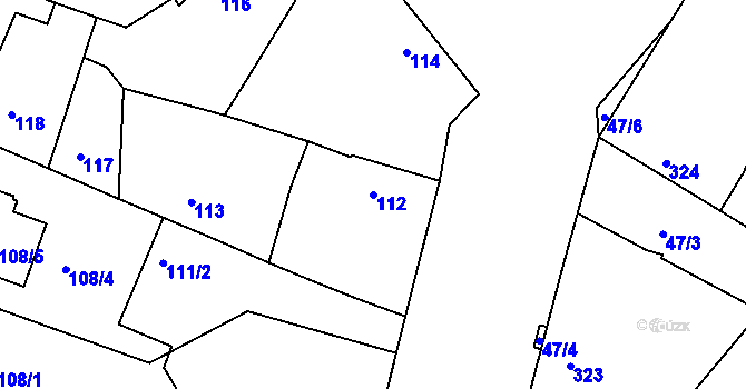 Parcela st. 112 v KÚ Velké Chvalovice, Katastrální mapa