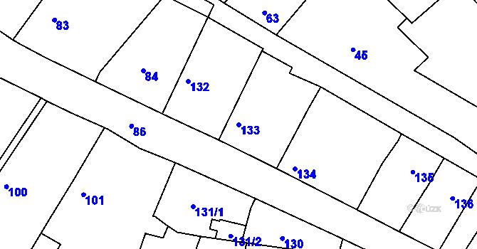 Parcela st. 133 v KÚ Velké Chvalovice, Katastrální mapa