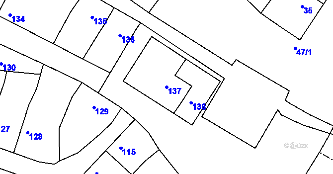 Parcela st. 137 v KÚ Velké Chvalovice, Katastrální mapa
