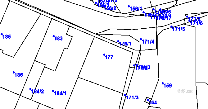 Parcela st. 177 v KÚ Velké Chvalovice, Katastrální mapa