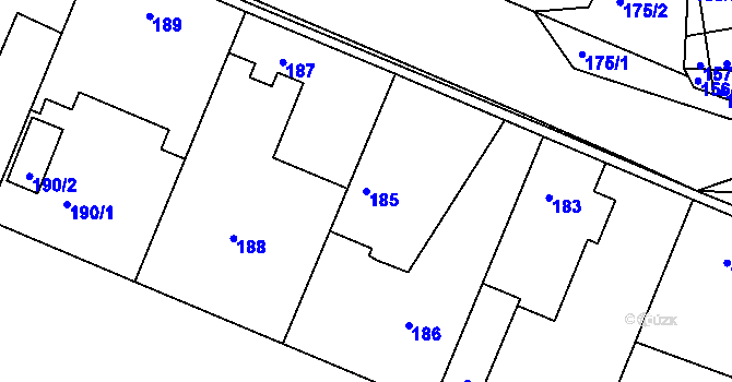 Parcela st. 185 v KÚ Velké Chvalovice, Katastrální mapa