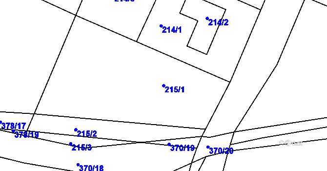 Parcela st. 215/1 v KÚ Velké Chvalovice, Katastrální mapa