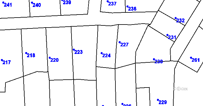 Parcela st. 224 v KÚ Velké Chvalovice, Katastrální mapa