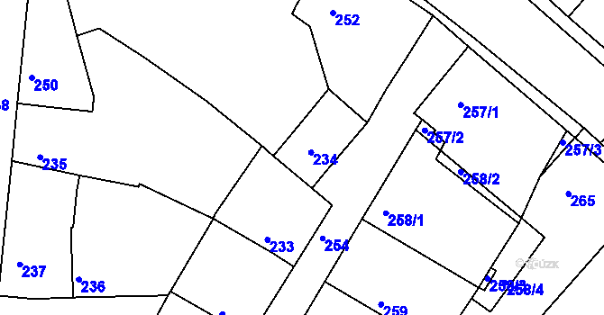 Parcela st. 234 v KÚ Velké Chvalovice, Katastrální mapa